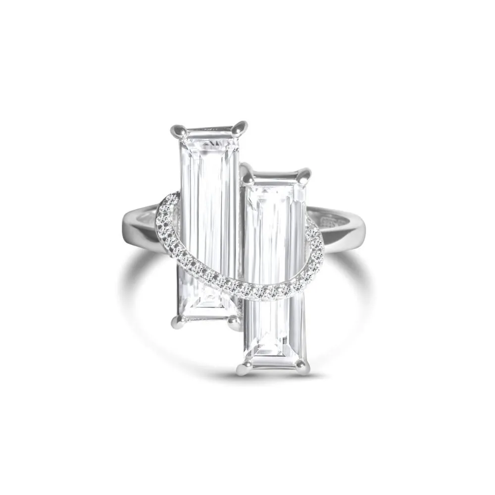 By Björk - Ring silver 2 rektangulär stenar 18.5